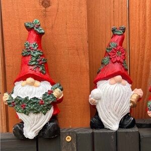 Cement Red and White Gnome Decor